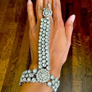 NWOT Kundan silver indian bollywood wedding bracelet and ring combo jewelry